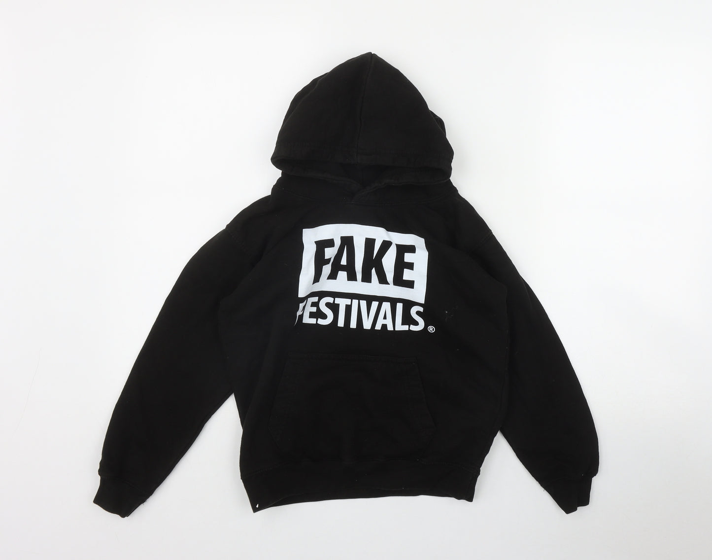 Awdis Boys Black  Cotton Pullover Hoodie Size 9-10 Years  Pullover