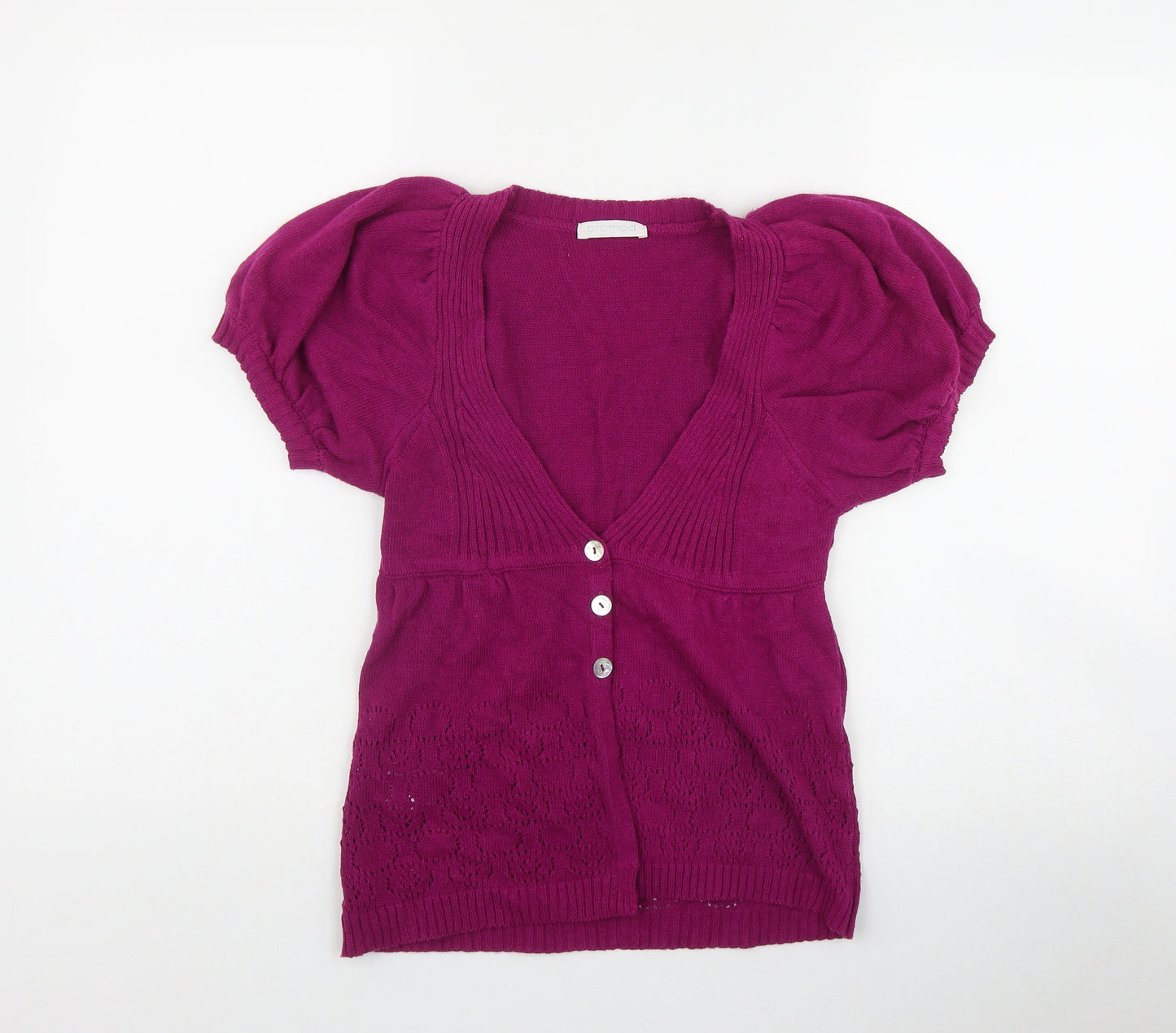 Promod Womens Pink V-Neck  Acrylic Cardigan Jumper Size S