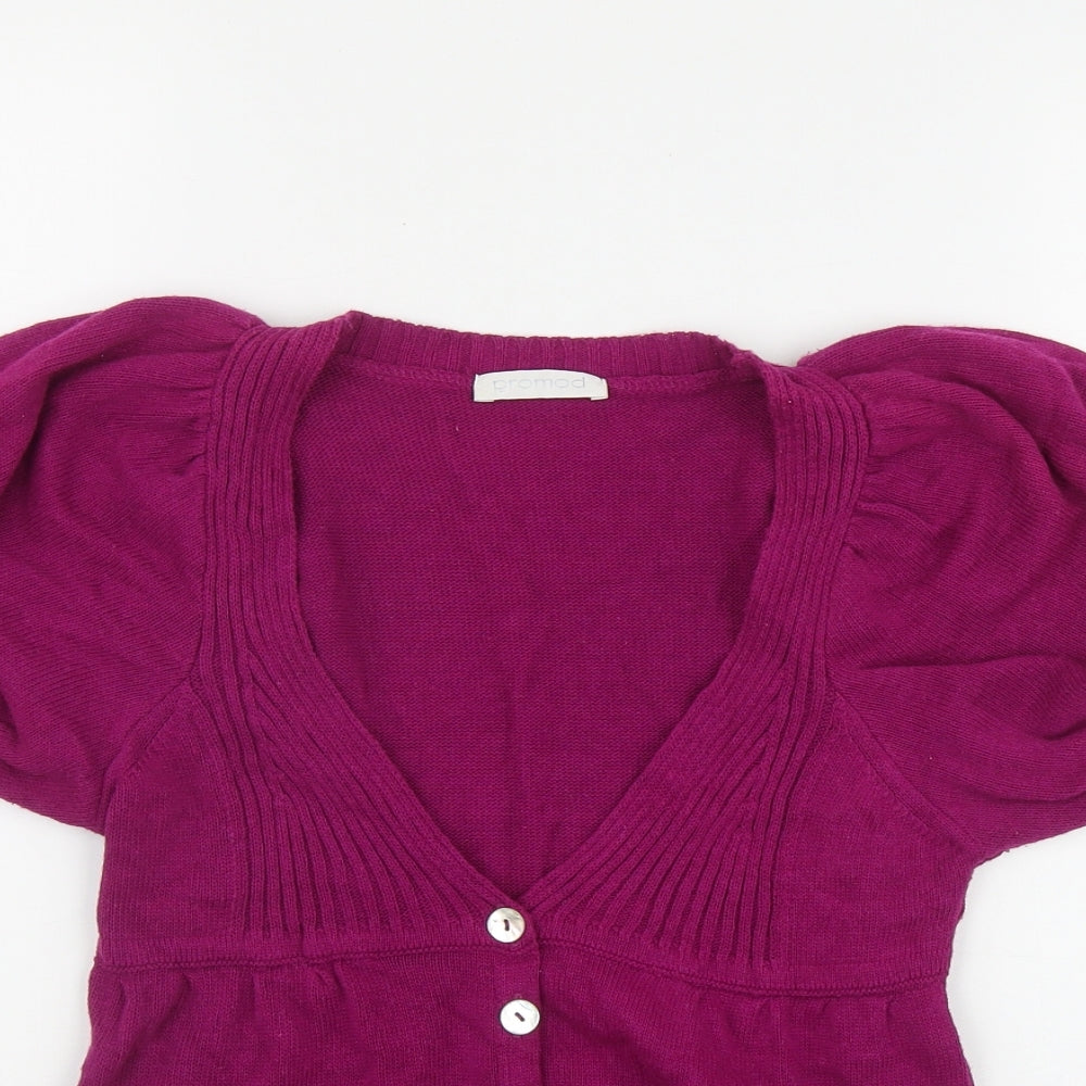 Promod Womens Pink V-Neck  Acrylic Cardigan Jumper Size S