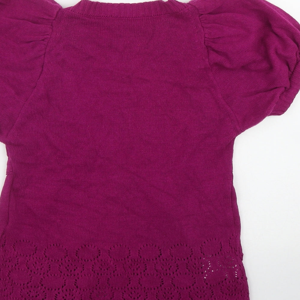 Promod Womens Pink V-Neck  Acrylic Cardigan Jumper Size S