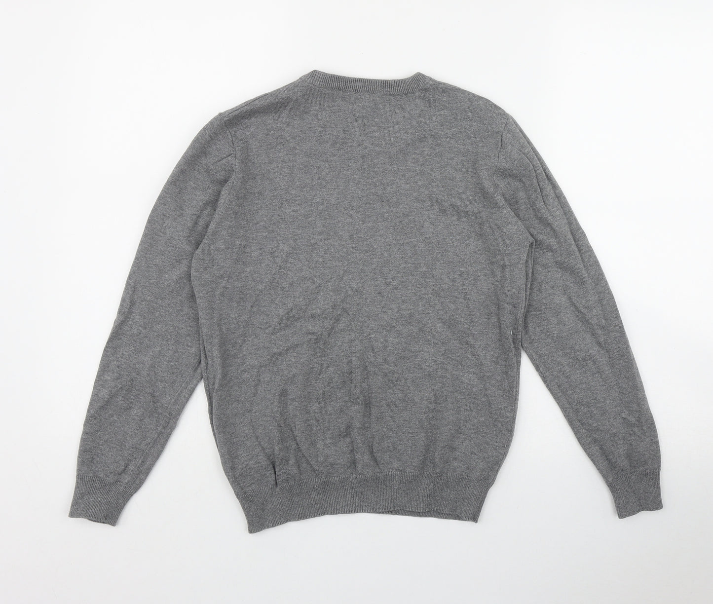 George Boys Grey V-Neck  Cotton Pullover Jumper Size 11 Years  Pullover