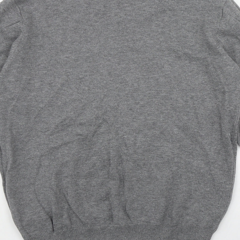 George Boys Grey V-Neck  Cotton Pullover Jumper Size 11 Years  Pullover