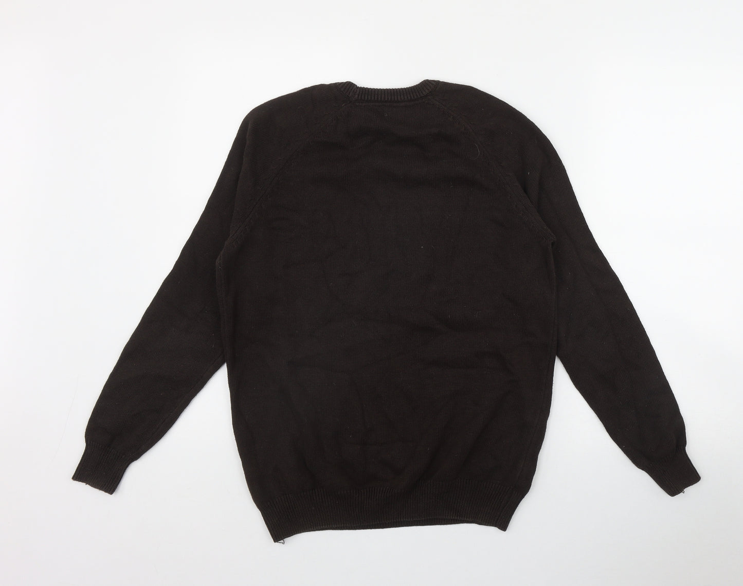 Cotton Traders Mens Brown Round Neck  Cotton Pullover Jumper Size S