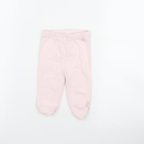 Mothercare Girls Pink  Cotton Cropped Leggings Size 3-6 Months