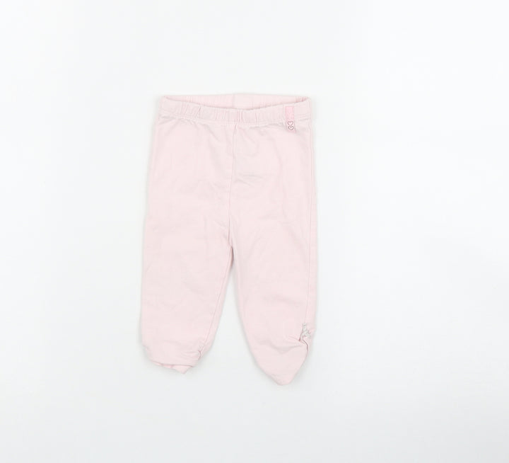 Mothercare Girls Pink  Cotton Cropped Leggings Size 3-6 Months
