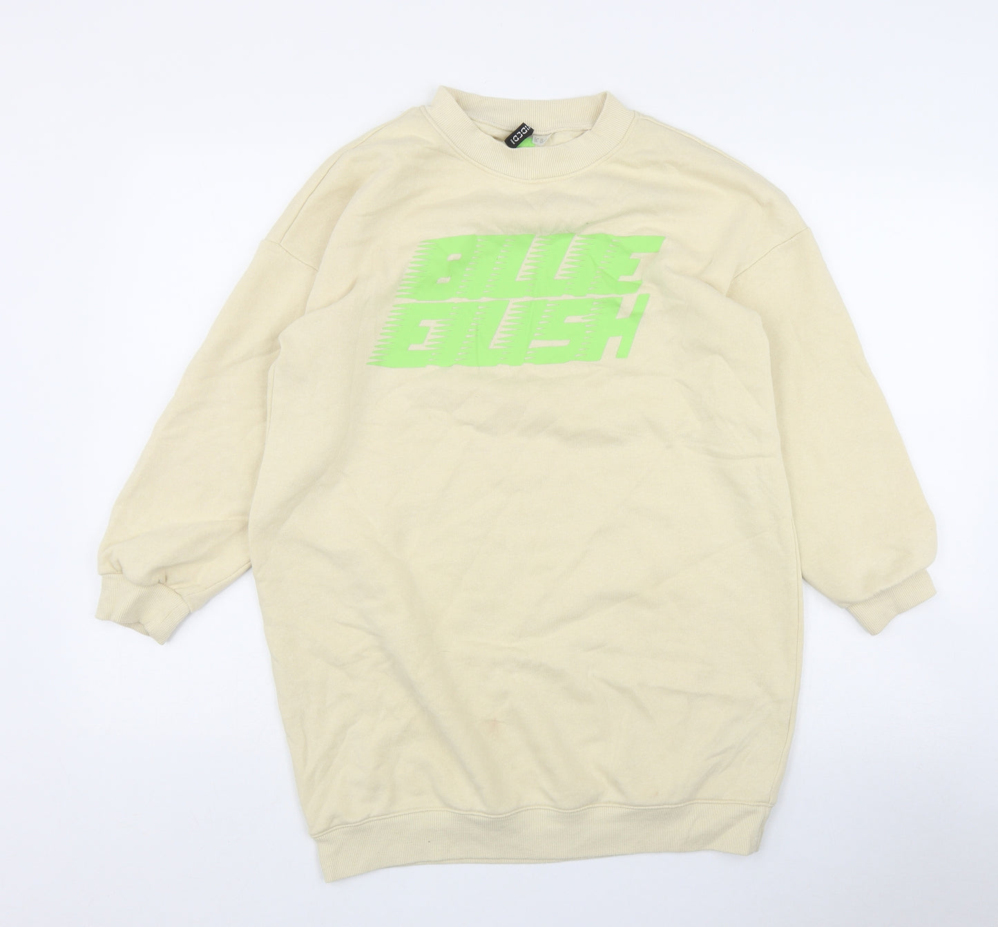 H&M Womens Beige  Cotton Pullover Sweatshirt Size XS  Pullover - 'Billie Eilish'