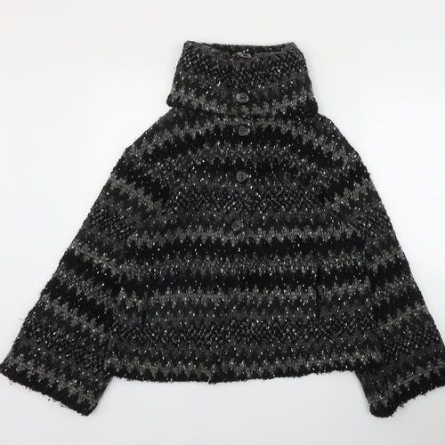 Phase Eight Womens Grey Collared Striped Acrylic Cardigan Jumper Size 12