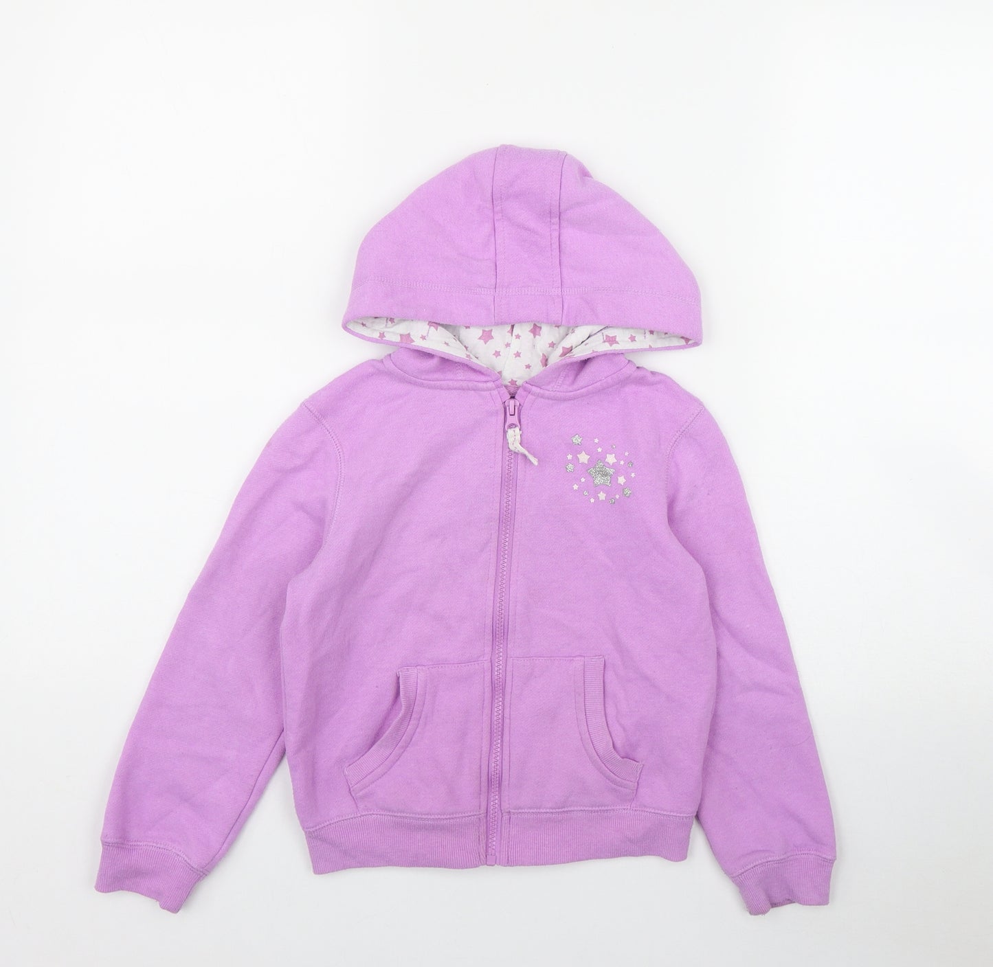 Young Dimension Girls Purple  Polyester Full Zip Hoodie Size 7-8 Years  Zip - Star