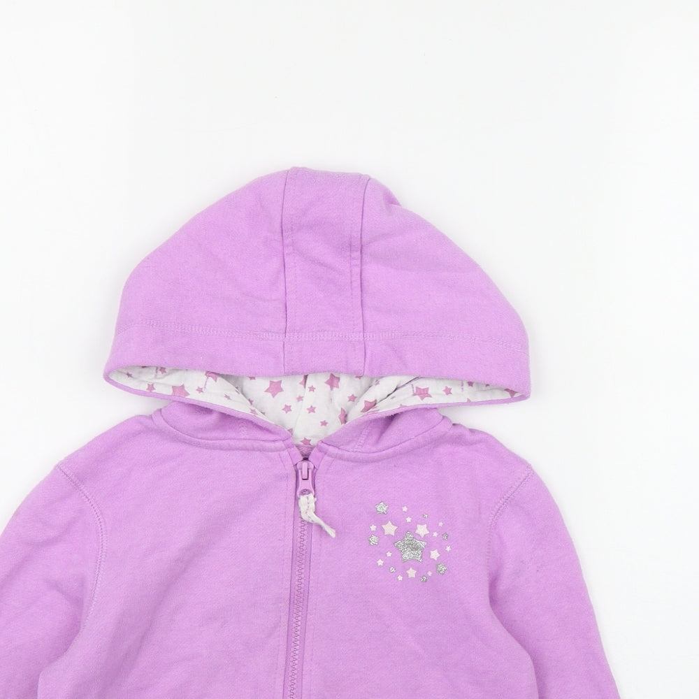 Young Dimension Girls Purple  Polyester Full Zip Hoodie Size 7-8 Years  Zip - Star