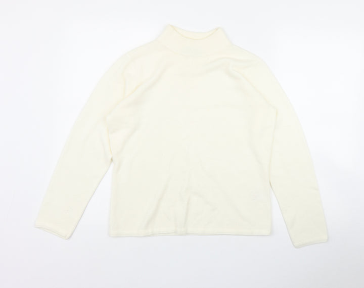 BM Womens Ivory Mock Neck  Acrylic Pullover Jumper Size S