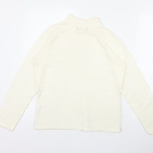 BM Womens Ivory Mock Neck  Acrylic Pullover Jumper Size S