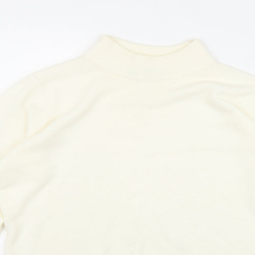 BM Womens Ivory Mock Neck  Acrylic Pullover Jumper Size S