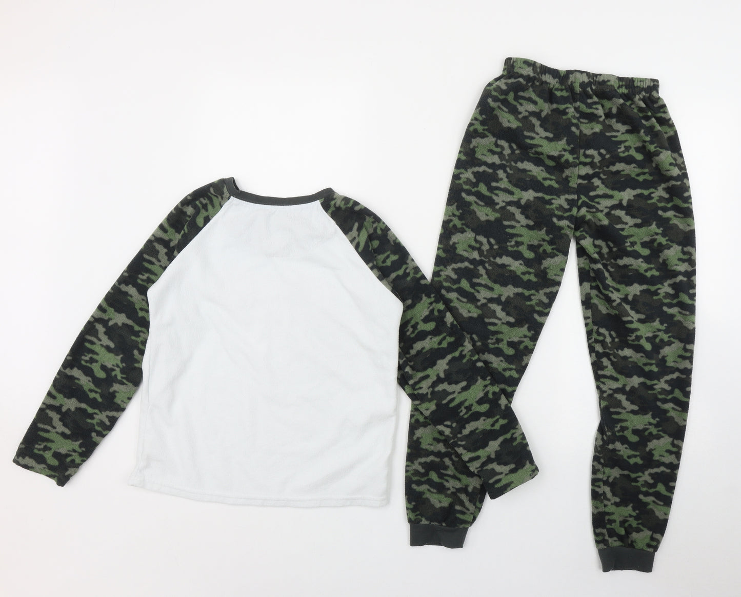Primark Boys Green Camouflage Polyester  Pyjama Set Size 9-10 Years  Pullover - 'Global Future'