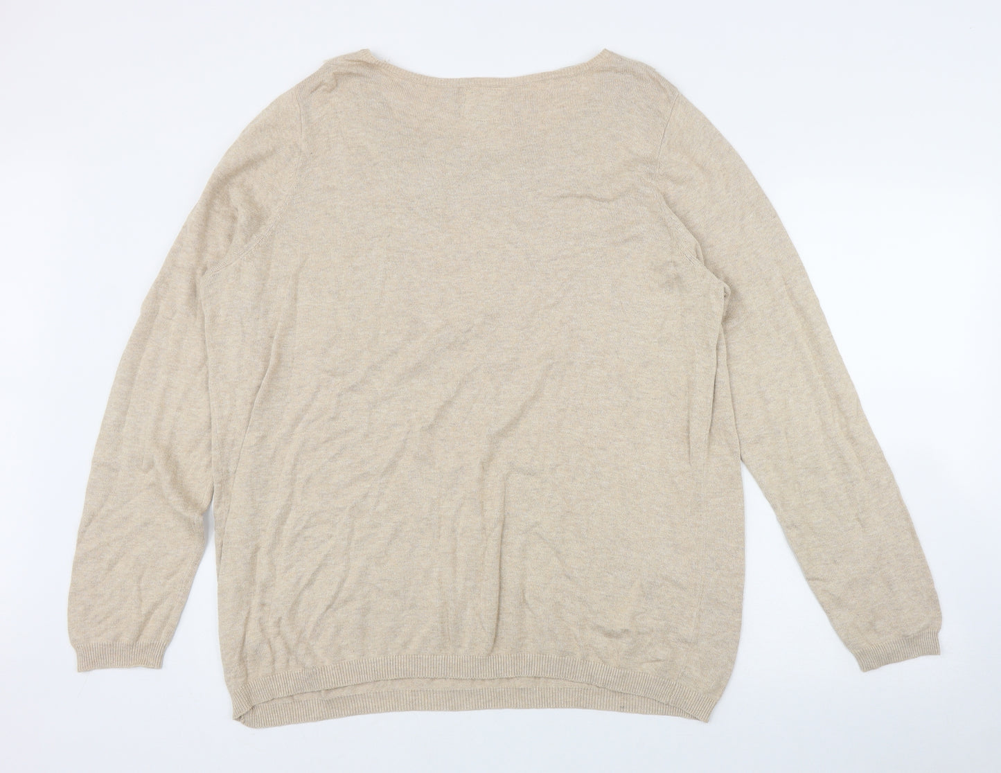 New Look Womens Beige Round Neck  Cotton Pullover Jumper Size 24