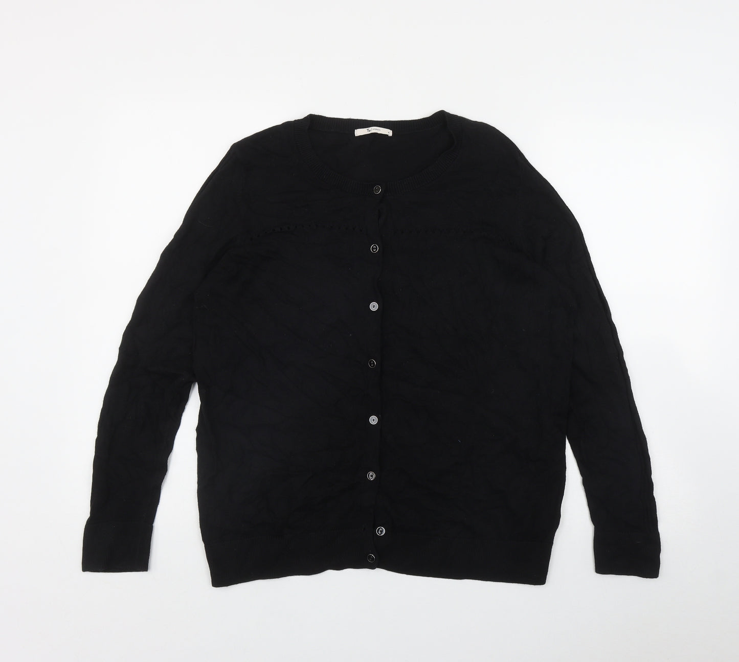 TU Womens Black Round Neck  Cotton Cardigan Jumper Size 18