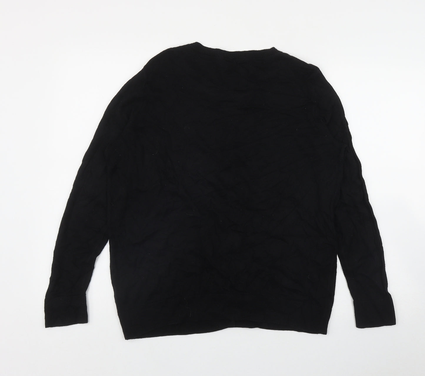 TU Womens Black Round Neck  Cotton Cardigan Jumper Size 18