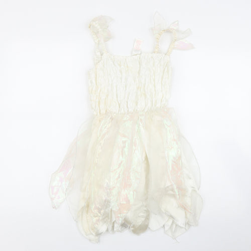 Primark Girls Ivory  Polyester Fit & Flare  Size 5-6 Years  Square Neck Pullover - Fancy Dress