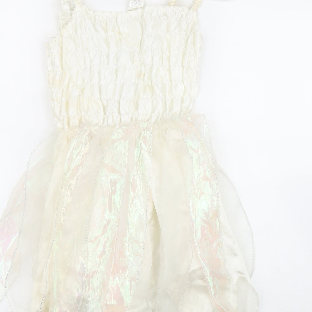 Primark Girls Ivory  Polyester Fit & Flare  Size 5-6 Years  Square Neck Pullover - Fancy Dress