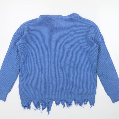 So Sweet Womens Blue V-Neck  Viscose Cardigan Jumper Size M