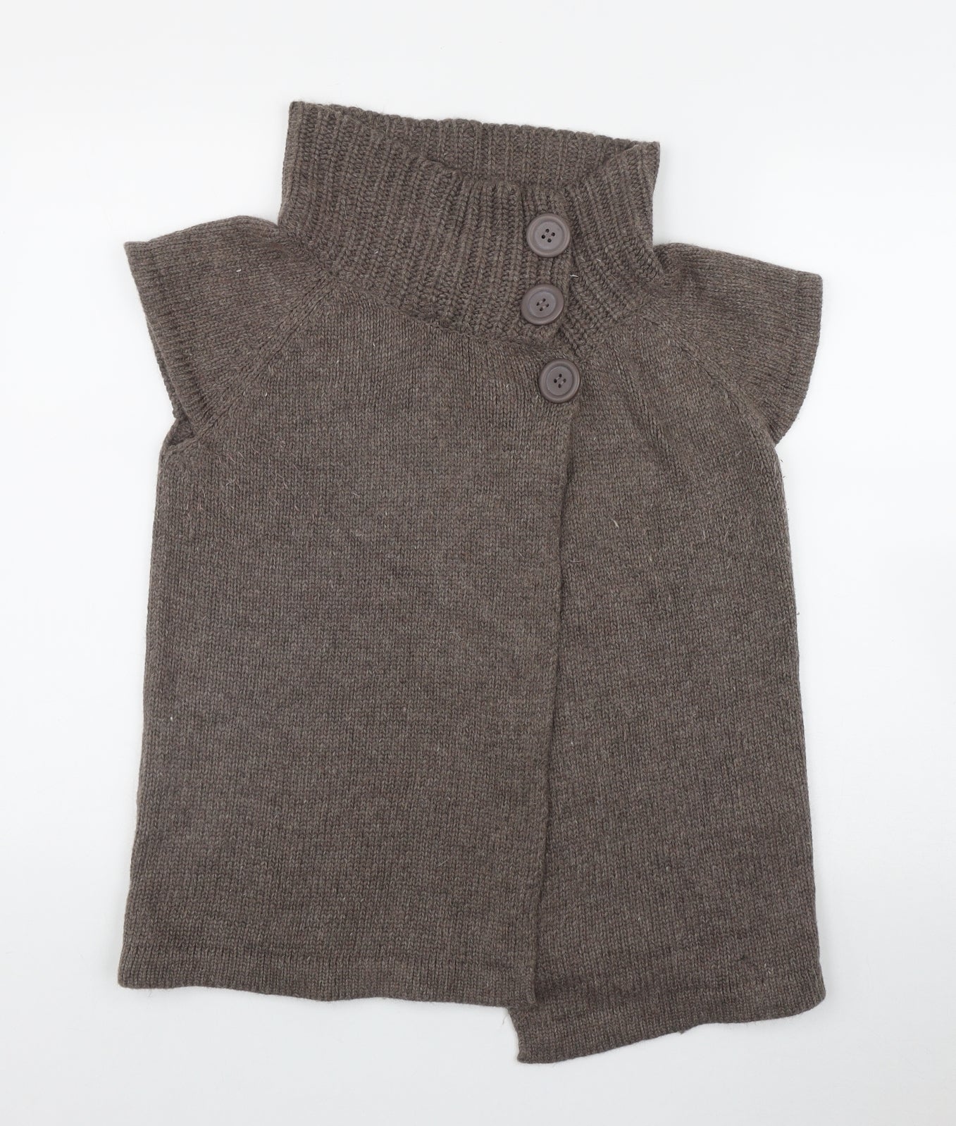 Miso Womens Brown High Neck  Acrylic Cardigan Jumper Size 14
