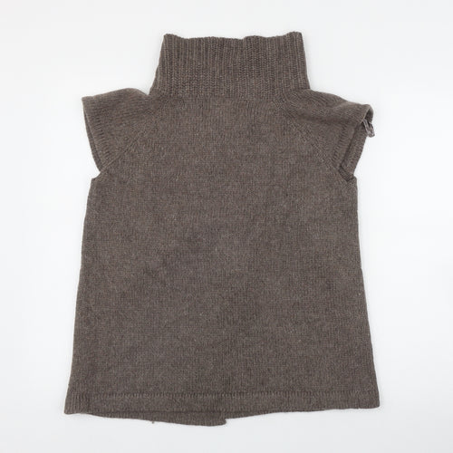 Miso Womens Brown High Neck  Acrylic Cardigan Jumper Size 14