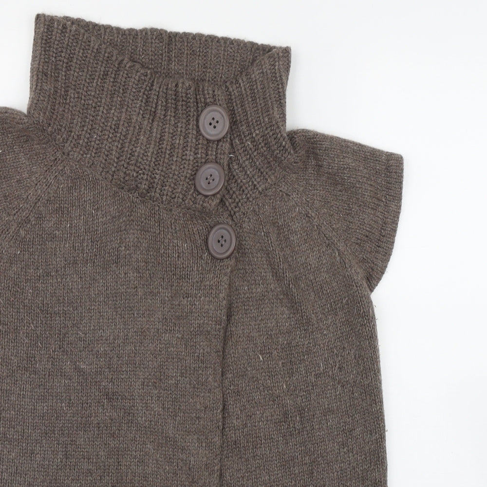 Miso Womens Brown High Neck  Acrylic Cardigan Jumper Size 14