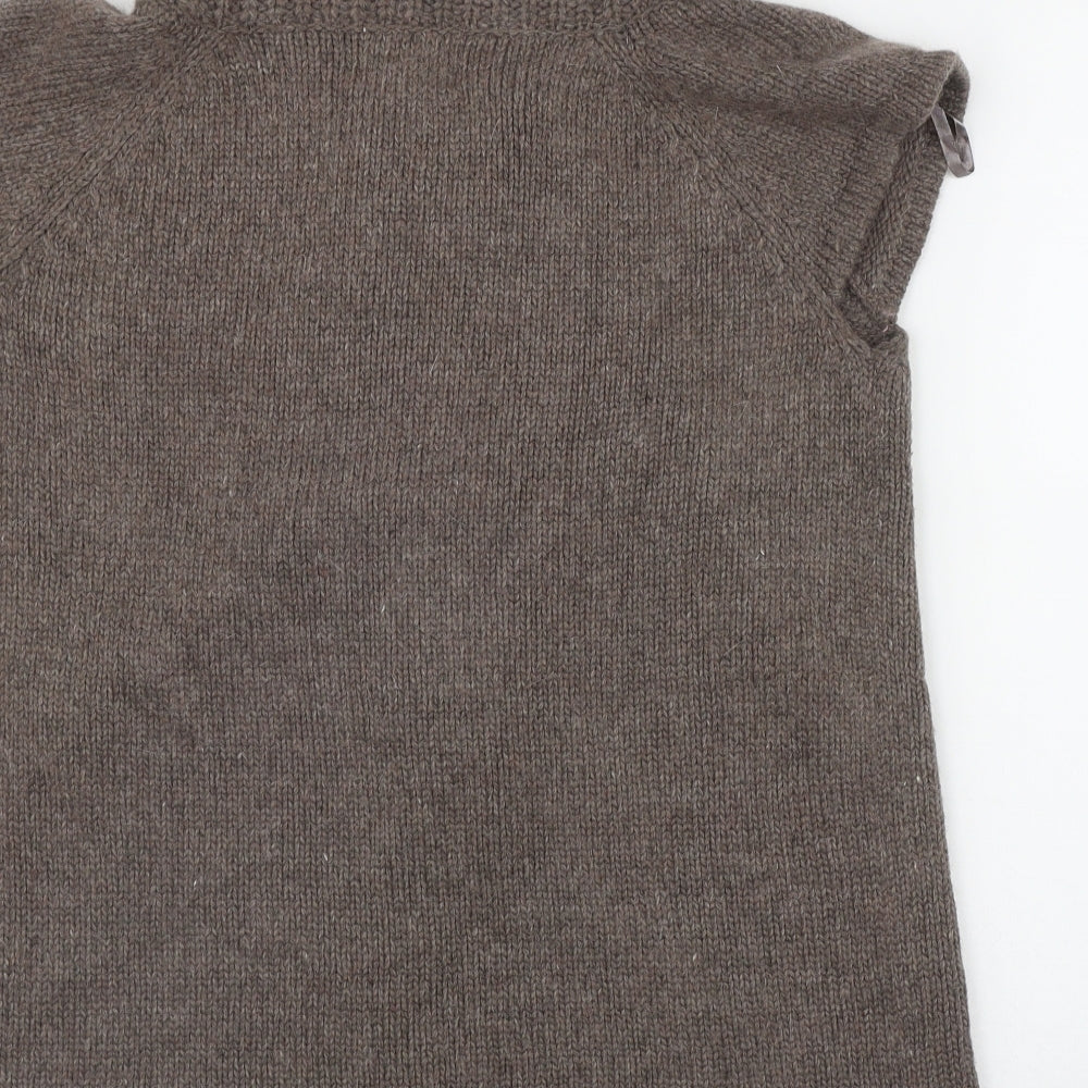 Miso Womens Brown High Neck  Acrylic Cardigan Jumper Size 14