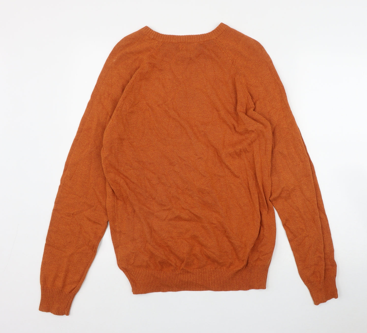 Primark Mens Orange Round Neck  Cotton Pullover Jumper Size M