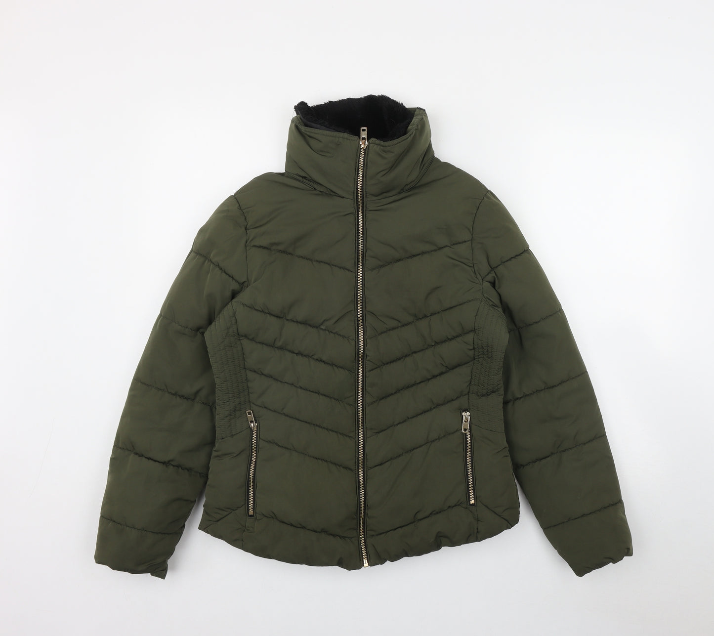 Papaya Womens Green   Puffer Jacket Jacket Size 8  Zip