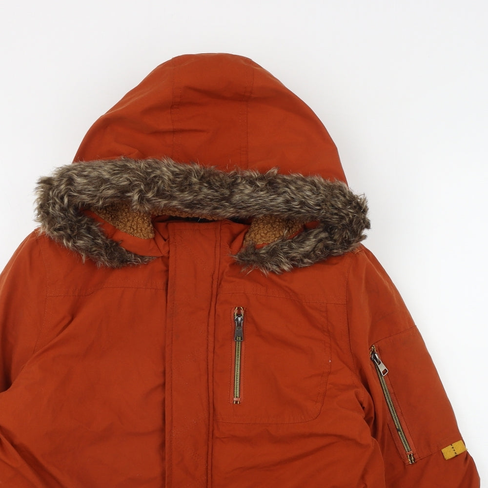 Matalan Boys Orange   Parka Coat Size 12 Years  Zip