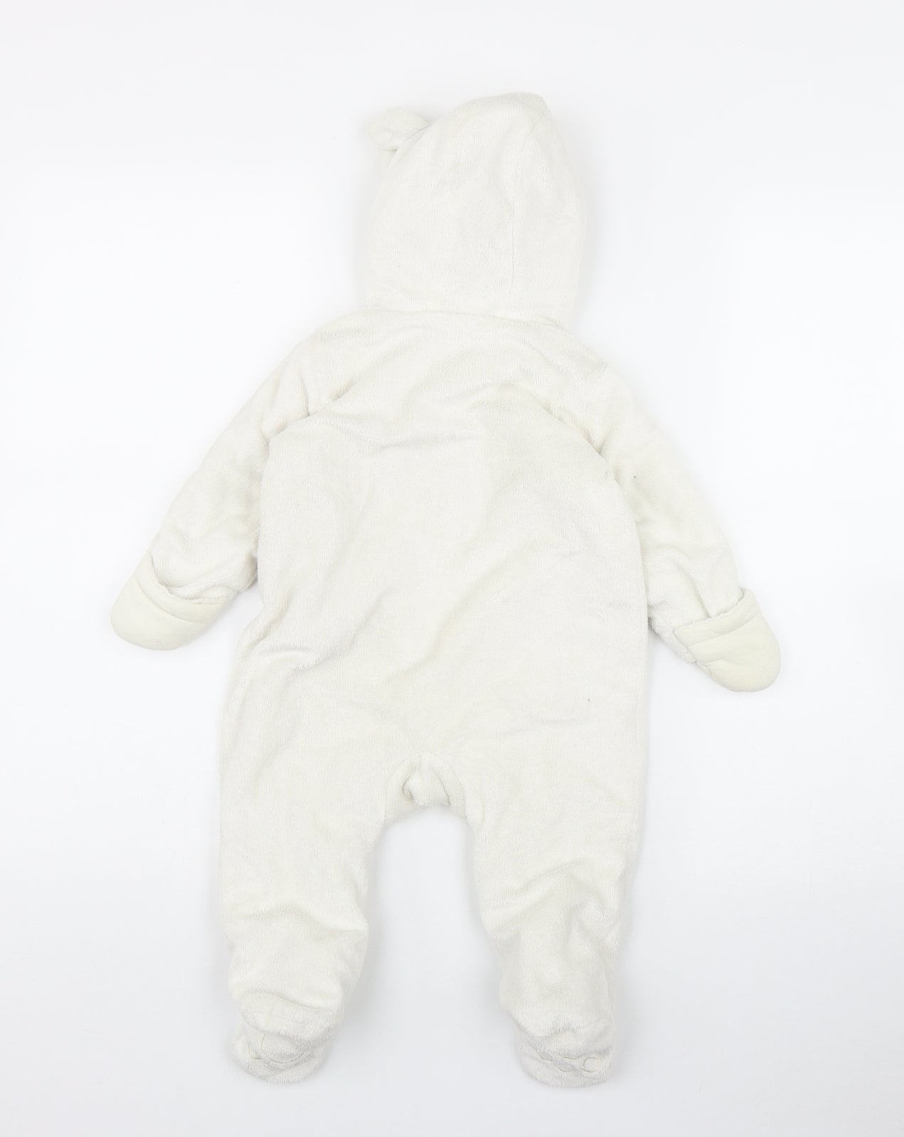 PitterPatter Baby White  Polyester Coverall One-Piece Size 6-9 Months  Zip