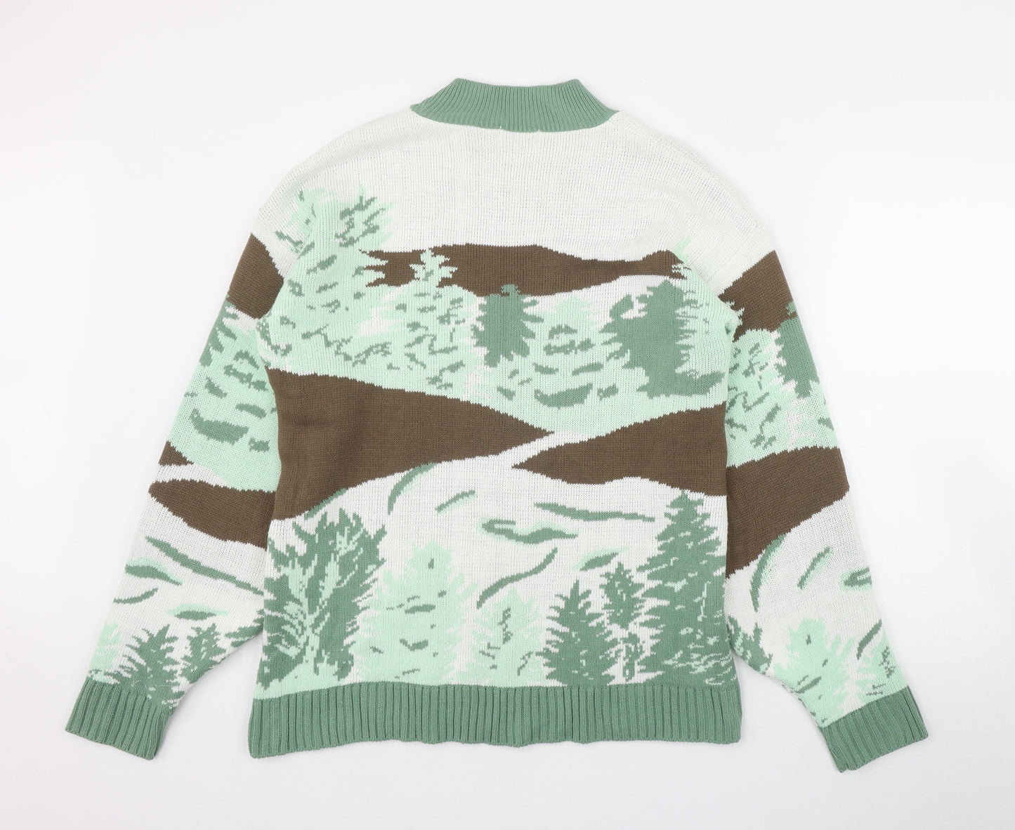 I SAW IT FIRST Womens Green Round Neck  Acrylic Pullover Jumper Size L