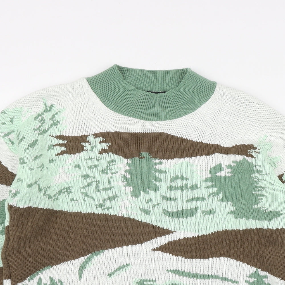 I SAW IT FIRST Womens Green Round Neck  Acrylic Pullover Jumper Size L