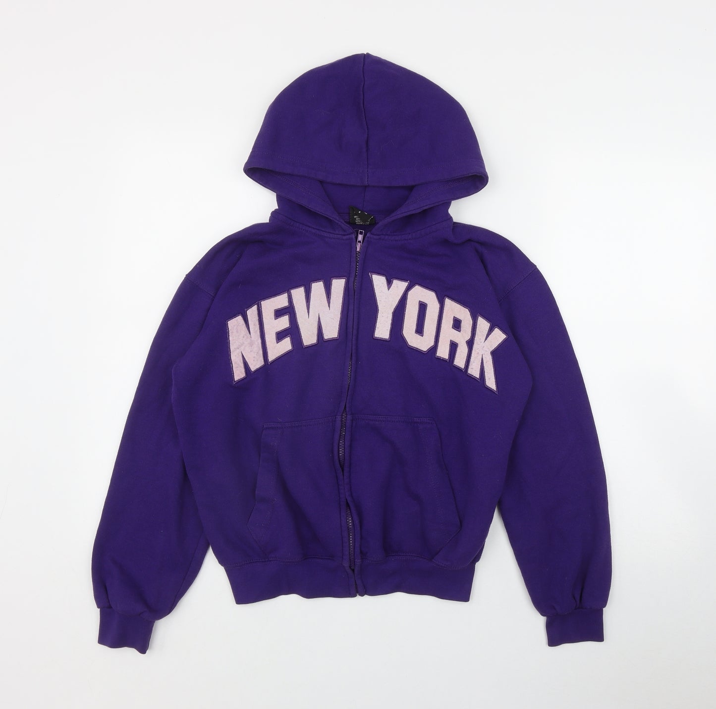 Pursa Womens Purple  Cotton Full Zip Hoodie Size S  Zip