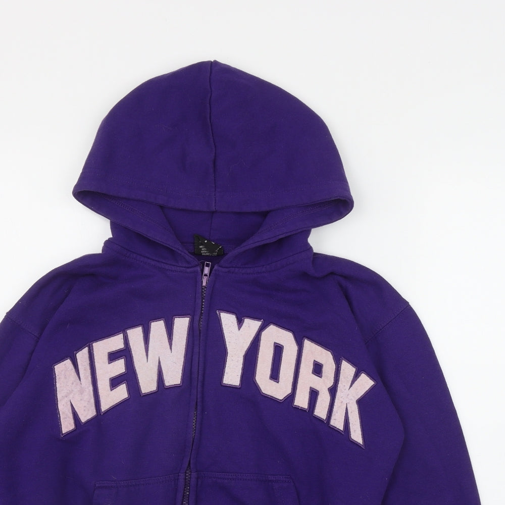 Pursa Womens Purple  Cotton Full Zip Hoodie Size S  Zip