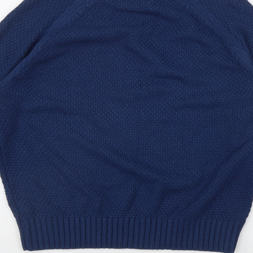Burton Mens Blue Round Neck  Acrylic Pullover Jumper Size M