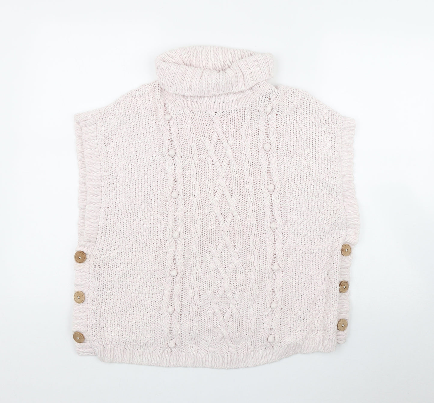 Lulurain Girls Pink Roll Neck  Polyester Vest Jumper Size 9-10 Years  Button