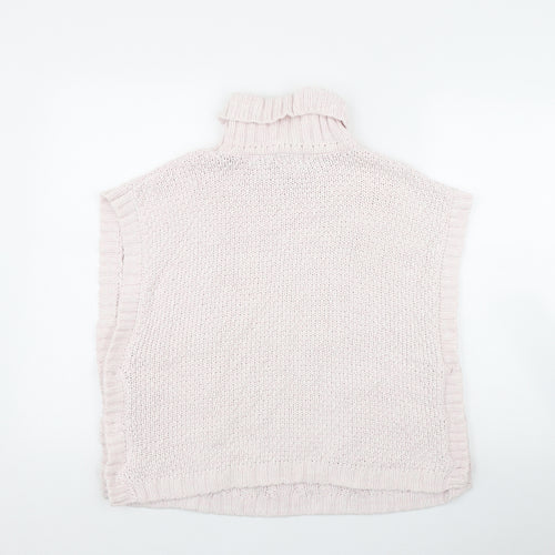 Lulurain Girls Pink Roll Neck  Polyester Vest Jumper Size 9-10 Years  Button