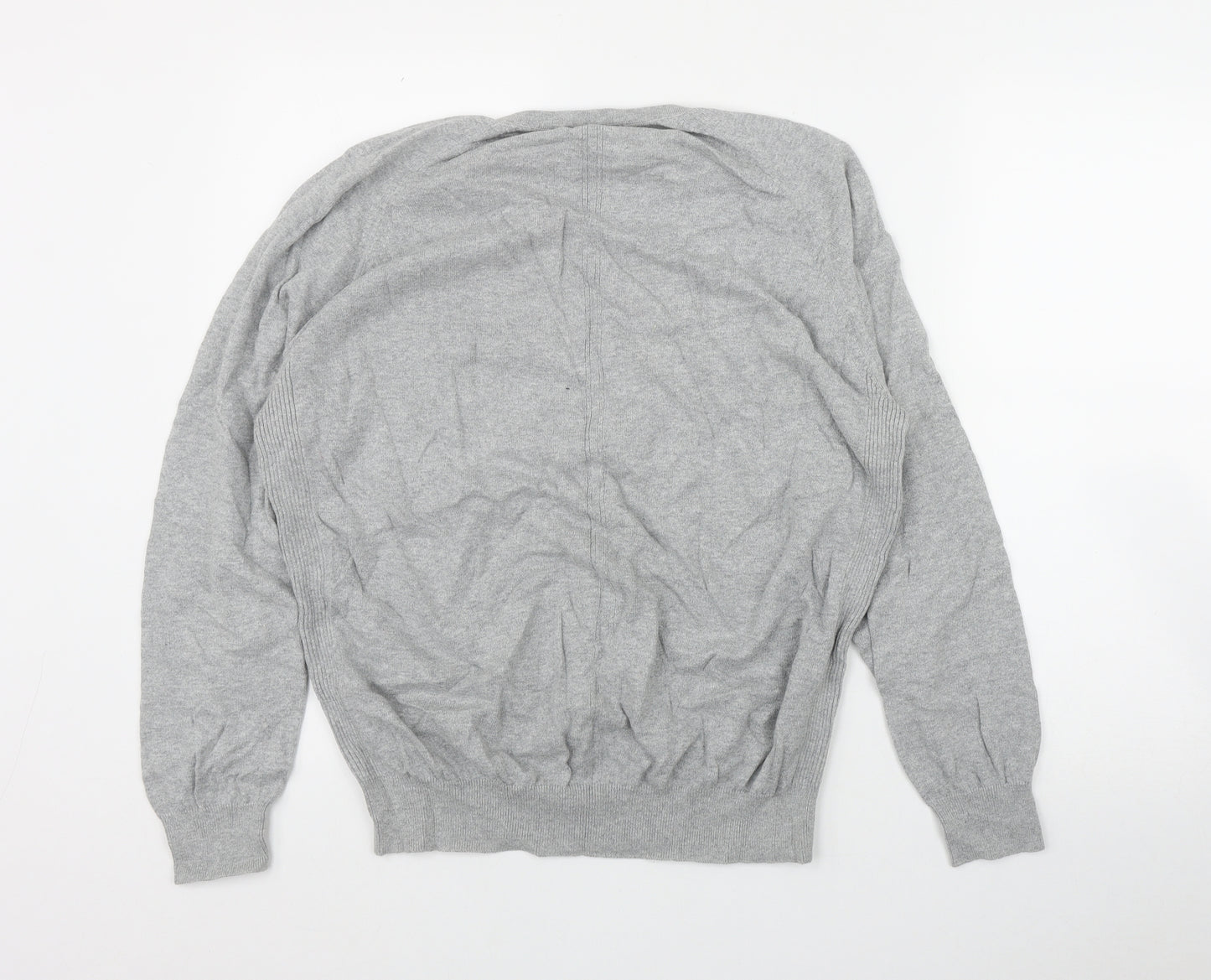 Austin Reed Mens Grey V-Neck  Cotton Pullover Jumper Size XL