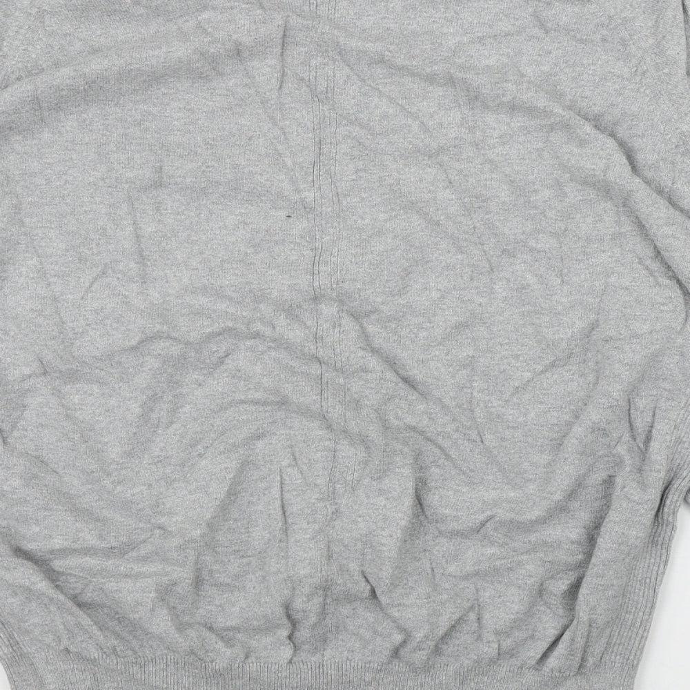 Austin Reed Mens Grey V-Neck  Cotton Pullover Jumper Size XL