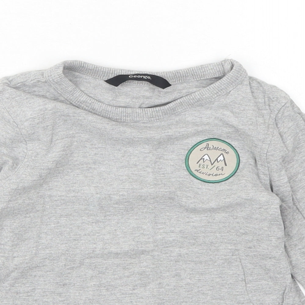 George Boys Grey  Cotton Basic T-Shirt Size 18-24 Months Crew Neck