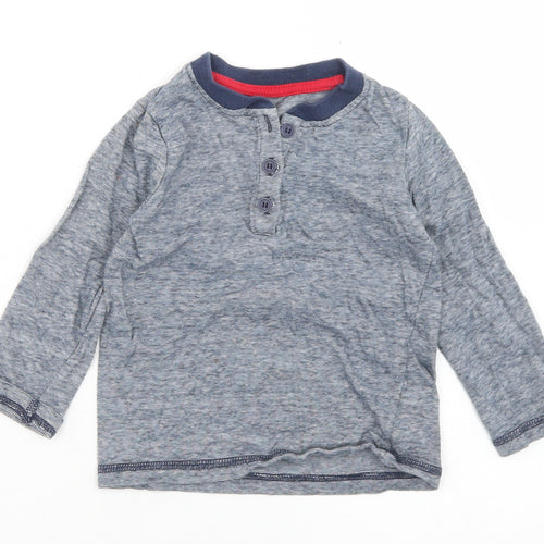George Boys Blue Striped Cotton Basic T-Shirt Size 18-24 Months Henley