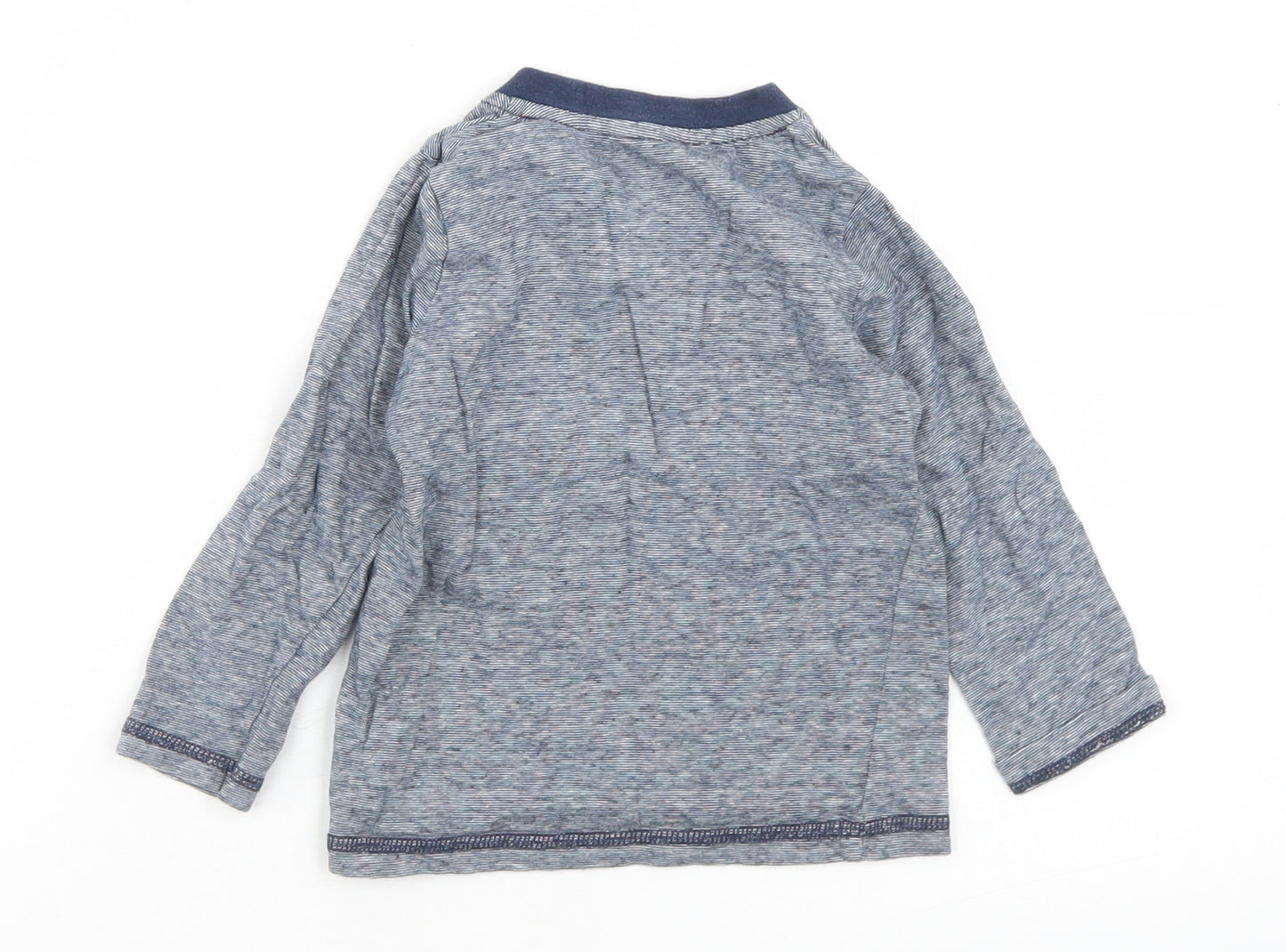 George Boys Blue Striped Cotton Basic T-Shirt Size 18-24 Months Henley