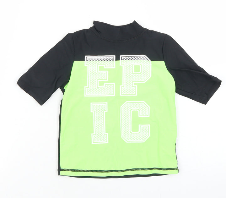 TU Boys Black Colourblock Polyamide Basic T-Shirt Size 4 Years Mock Neck - EPIC, Rasher Vest