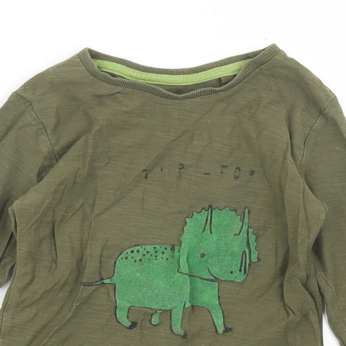 NEXT Boys Green  Cotton Basic T-Shirt Size 3-4 Years Crew Neck  - Triceratops