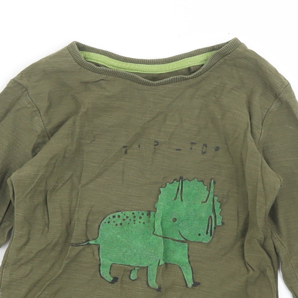 NEXT Boys Green  Cotton Basic T-Shirt Size 3-4 Years Crew Neck  - Triceratops