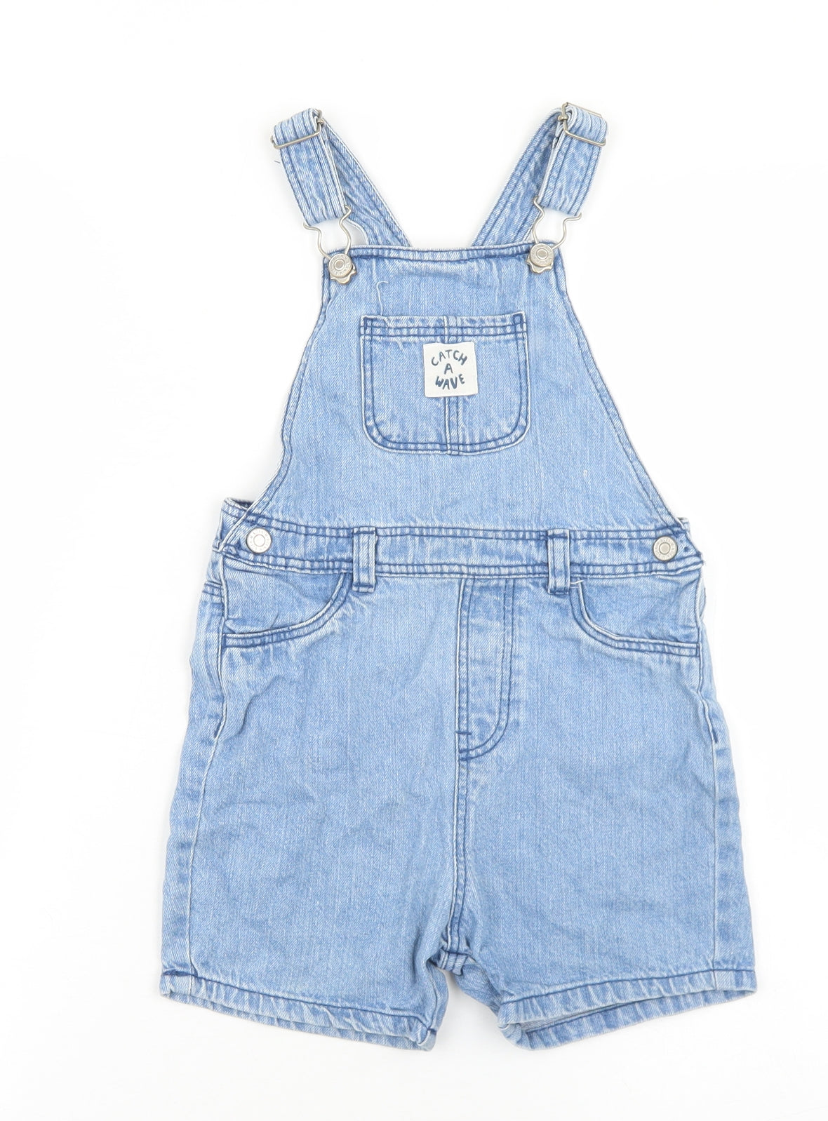 H&M Girls Blue  Cotton Dungaree Shorts Shorts Size 3-4 Years  Regular Buckle - Catch A Wave
