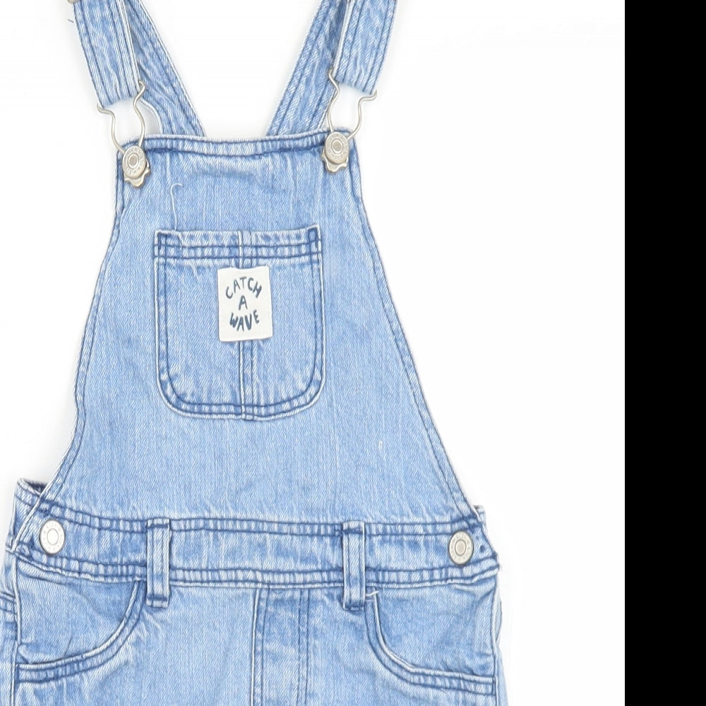 H&M Girls Blue  Cotton Dungaree Shorts Shorts Size 3-4 Years  Regular Buckle - Catch A Wave