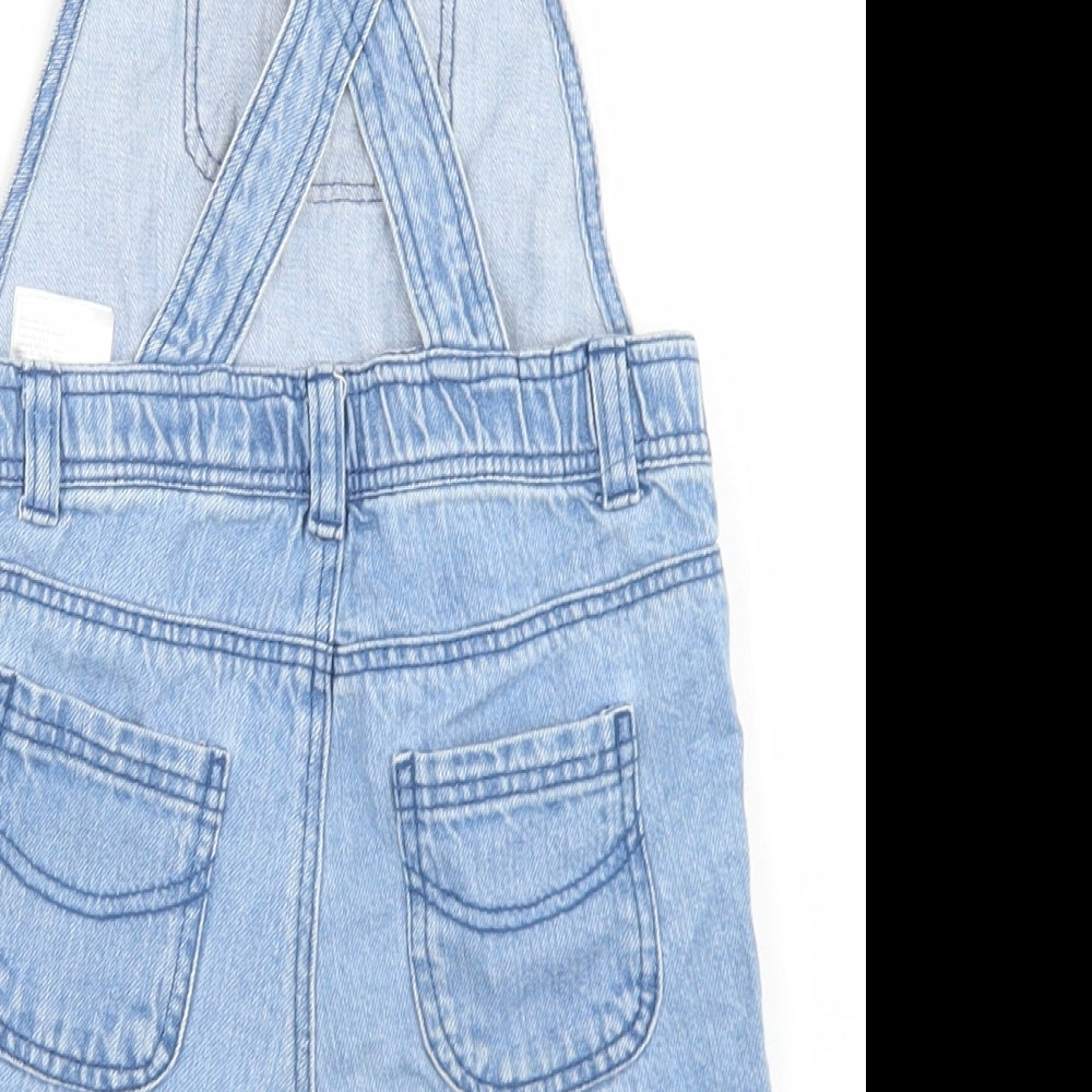 H&M Girls Blue  Cotton Dungaree Shorts Shorts Size 3-4 Years  Regular Buckle - Catch A Wave