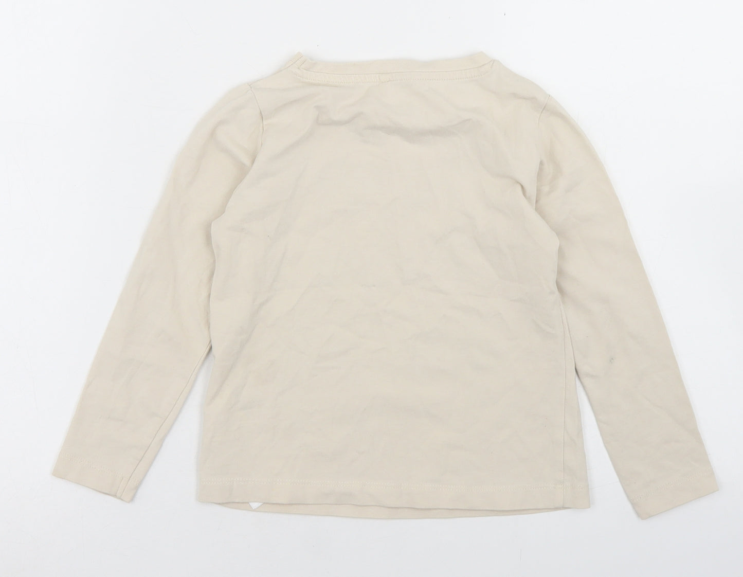 name it Boys Beige  Cotton Basic T-Shirt Size 4 Years Crew Neck  - Born To Be Me